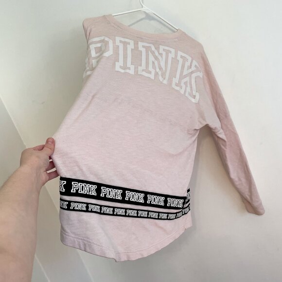 VS PINK VICTORIAS SECRET Varsity Crew Baby Pink Double Sided Crewneck Sweatshirt - Picture 16 of 16